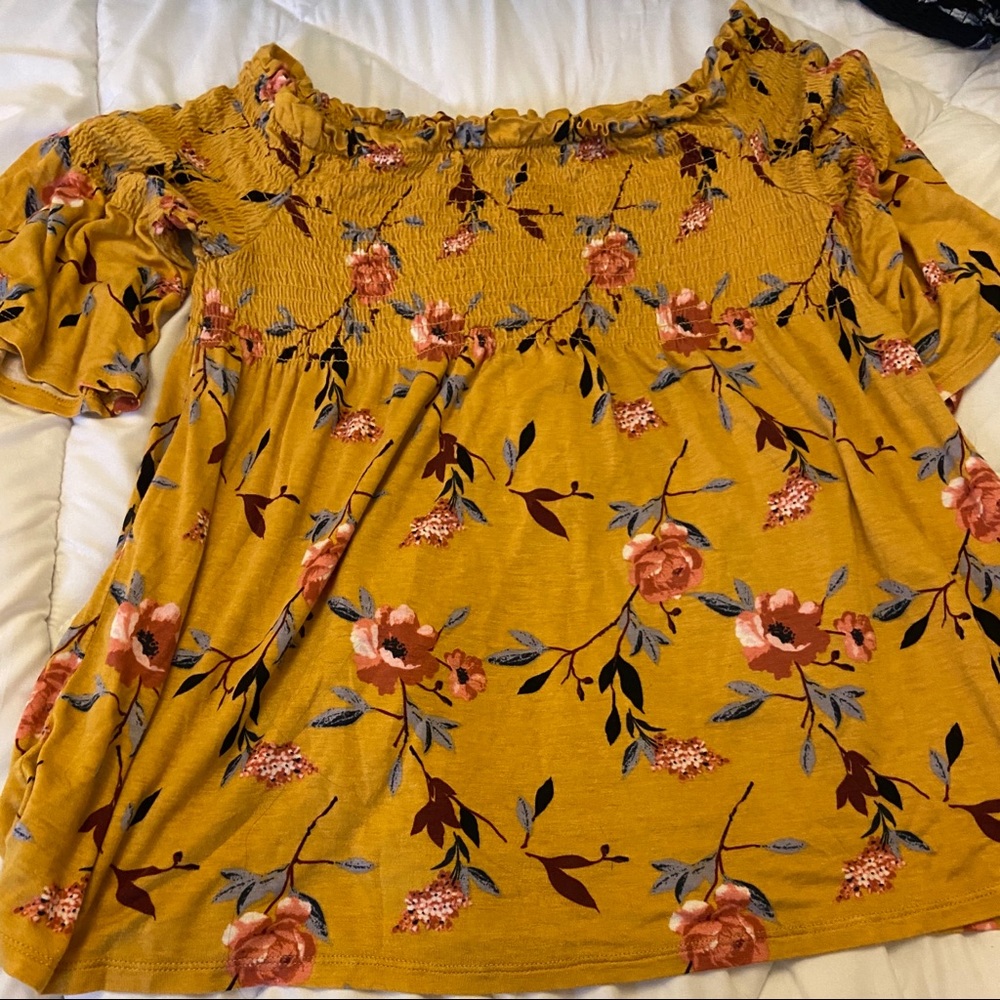 Flower blouse, yellow, size S